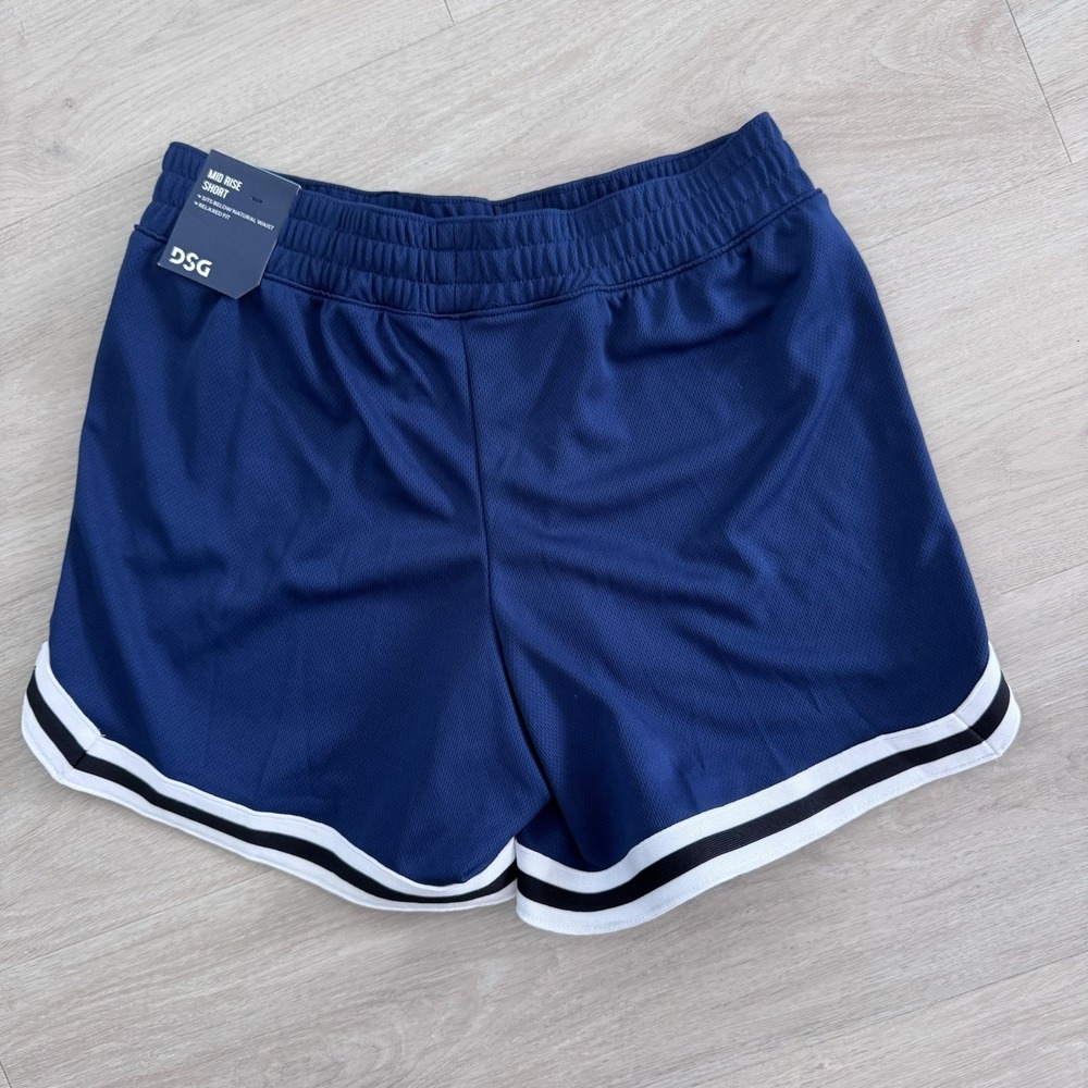 DSG Girls Large 14 Navy Mesh Athletic Shorts Mid Rise NWT - Picture 2 of 9